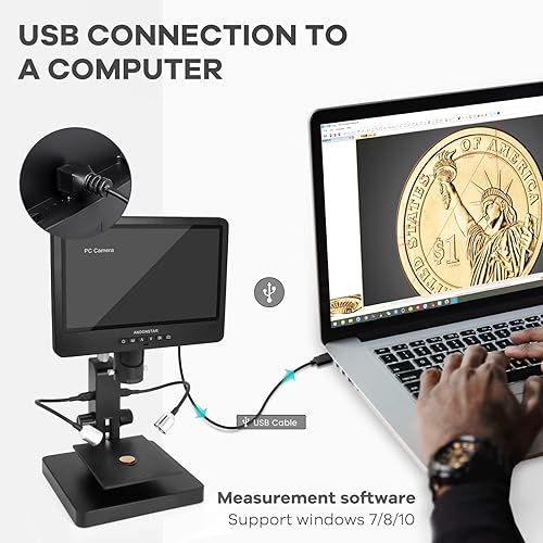 Miniatura 7 de Andonstar AD249S-P Microscopio digital HDMI de 10.1 pulgadas, grabación de video UHD de 4000 x 3 lentes 2160P, kit de microscopio biológico para