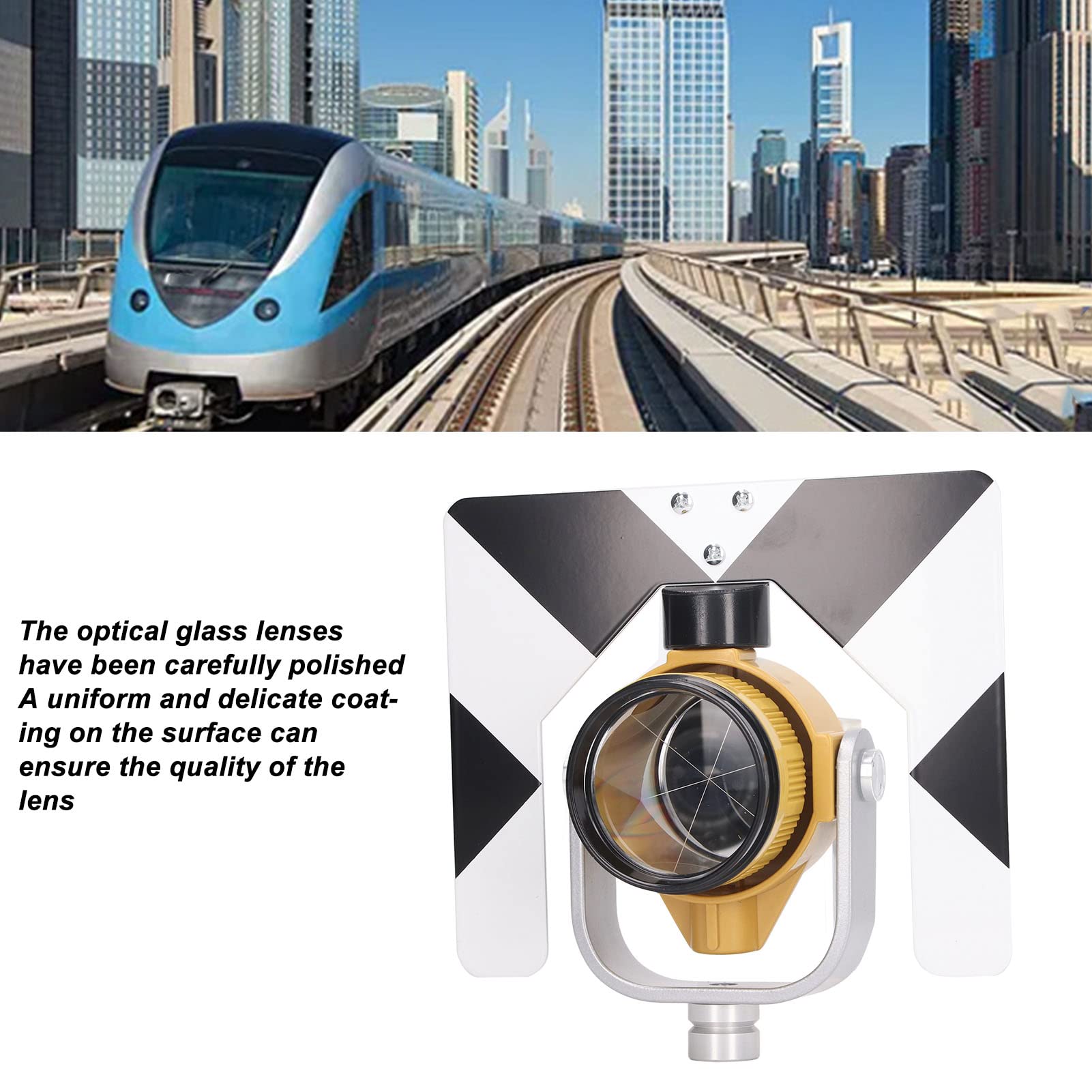 Prisma topográfico de 64 mm con compensación de 0 mm / -30 mm, lente óptica de vidrio K9, carcasa protectora de ABS para estación total, para topografía, túneles, metros,