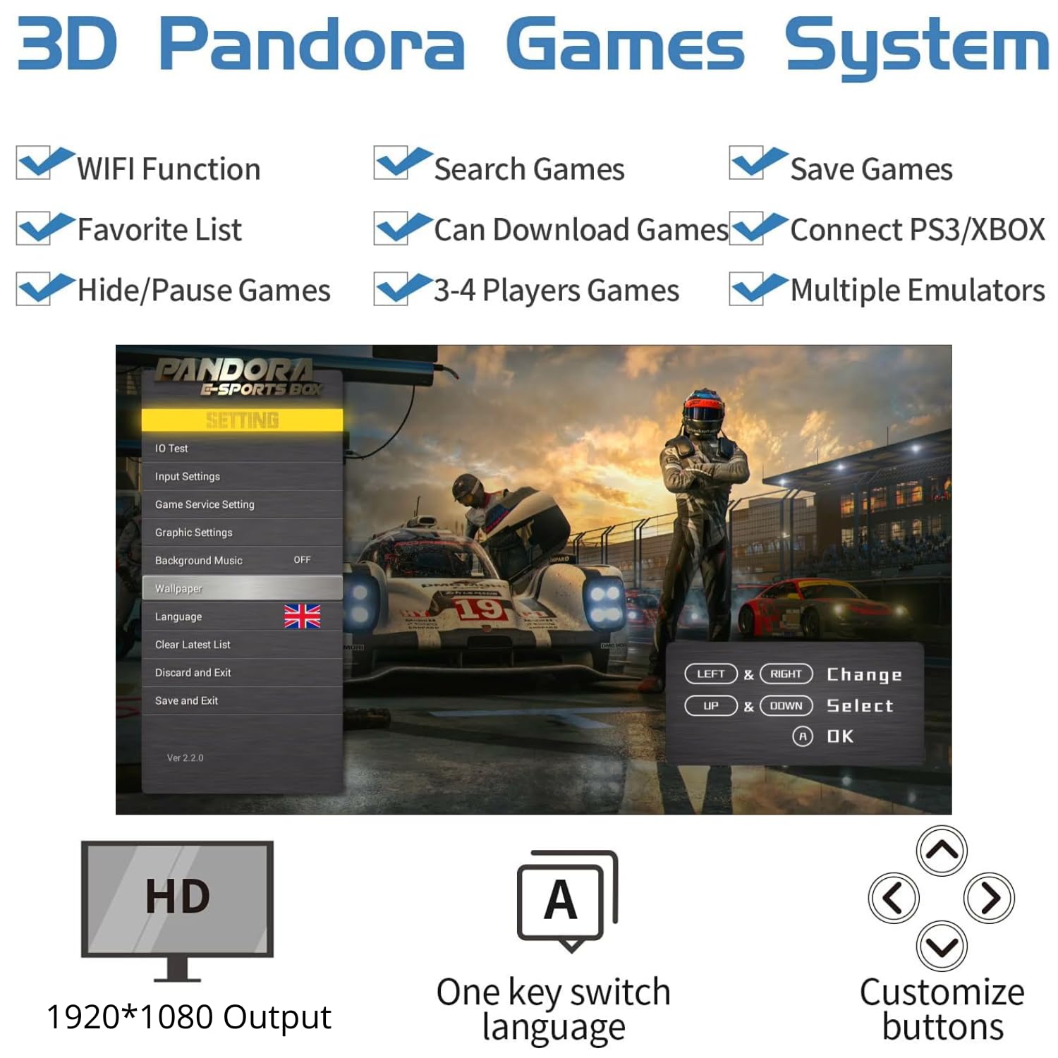 ONFIRE GAMES | PandoraBox E-SPORT | Console Arcade Standalone Con Più di 10000 Titoli Installabili Made in Italy | Tasti Personalizzabili e Controlli Arcade Classici (nero e rosso)
