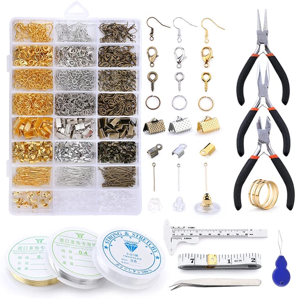 Jewelry Making Supplies Kit - Jewelry Repair Tool with Accessories Jewelry Pliers Jewelry Findings and Beading Wires for Adults and Beginners