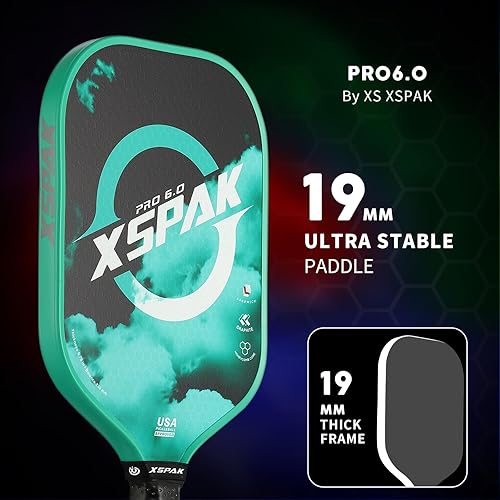 Miniatura 3 de XS XSPAK Paleta de pickleball de fibra de carbono, edición de torneo, aprobada por USAPA, superficie T70012K, núcleo de polipropileno de 0.748 in, 9