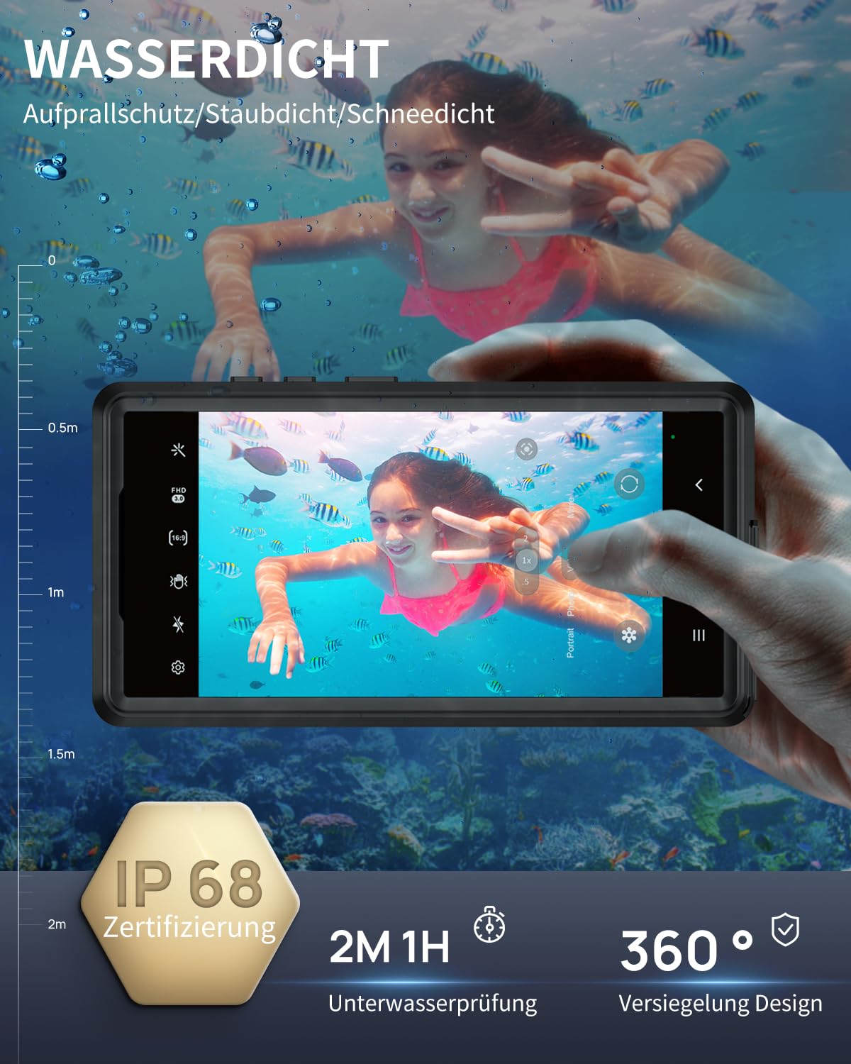 für Samsung Galaxy S26 Ultra 5G Hülle Wasserdicht Kompatibel mit Magsafe, HandyHülle S26 Ultra IP68 wasserdichte 360 Schutzhülle,Stoßfest Outdoor Panzerhülle mit Displayschutz,Schwarz