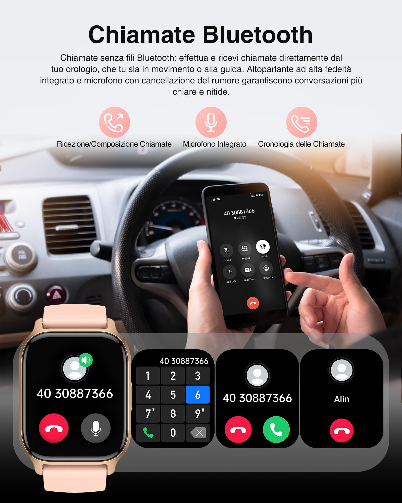 Smartwatch-Donna-Chiamate-Bluetooth - 1,85" Orologio Smart Watch impermeabile,Monitoraggio Del Sonno,Della Frequenza Cardiaca, Dell'Ossigeno Nel Sangue,per Android iOS