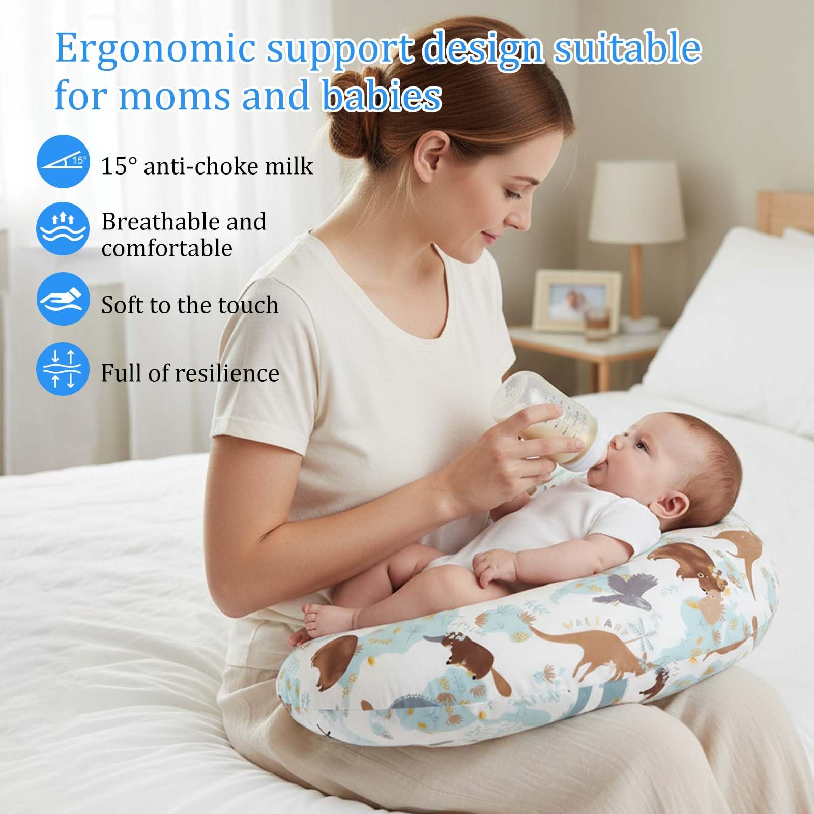 Topchances Pregnancy Pillow,Nursing Pillow Multifunctional Breastfeeding Pillow with 100% Cotton Pillowcase U Shaped Pregnancy Pillow,Gifts for Moms-Washable Breastfeeding Pillows (Kangaroo) - Image 3