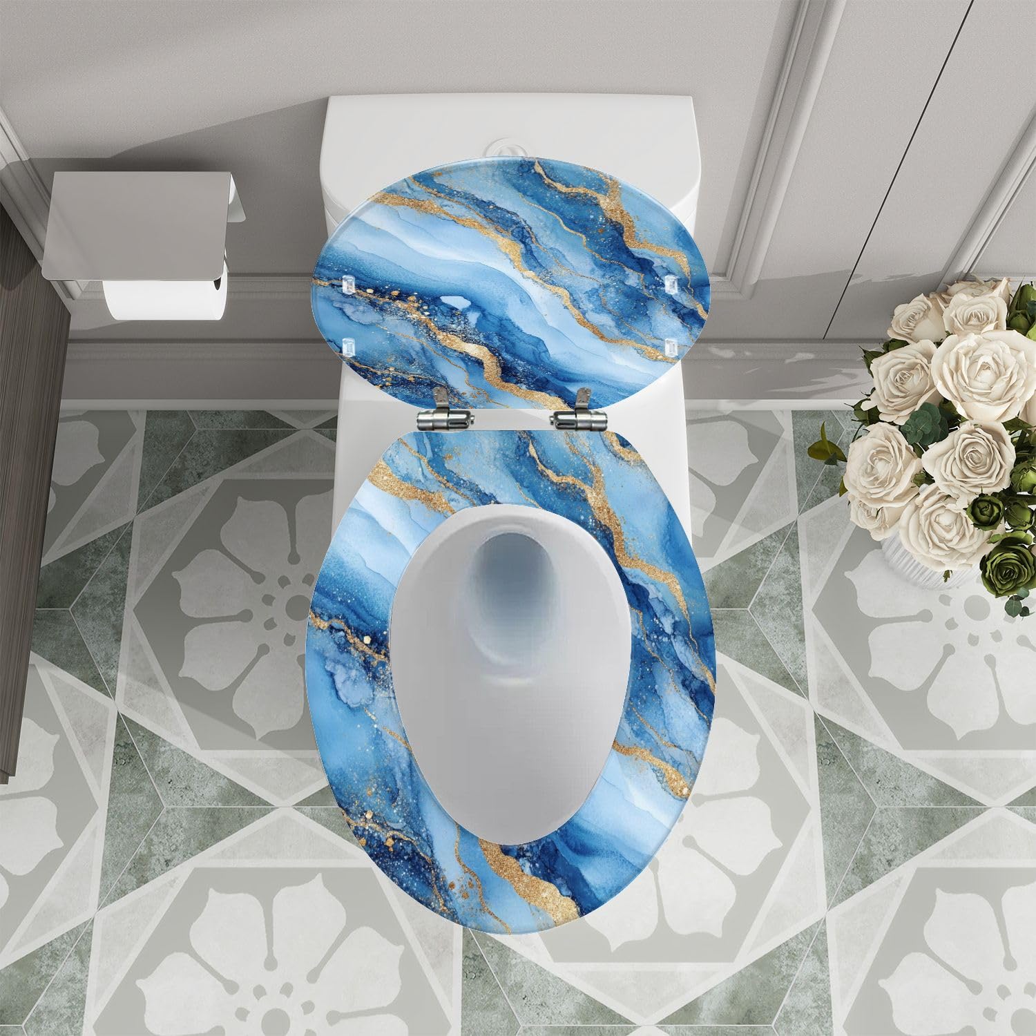 Asiento de inodoro alargado genérico para baño