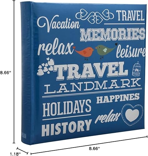 Miniatura 8 de Álbum de fotos grande de 6 x 4 pulgadas, 200 fotos, libro de notas azul especial, con bolsillos para páginas de índice/DVD