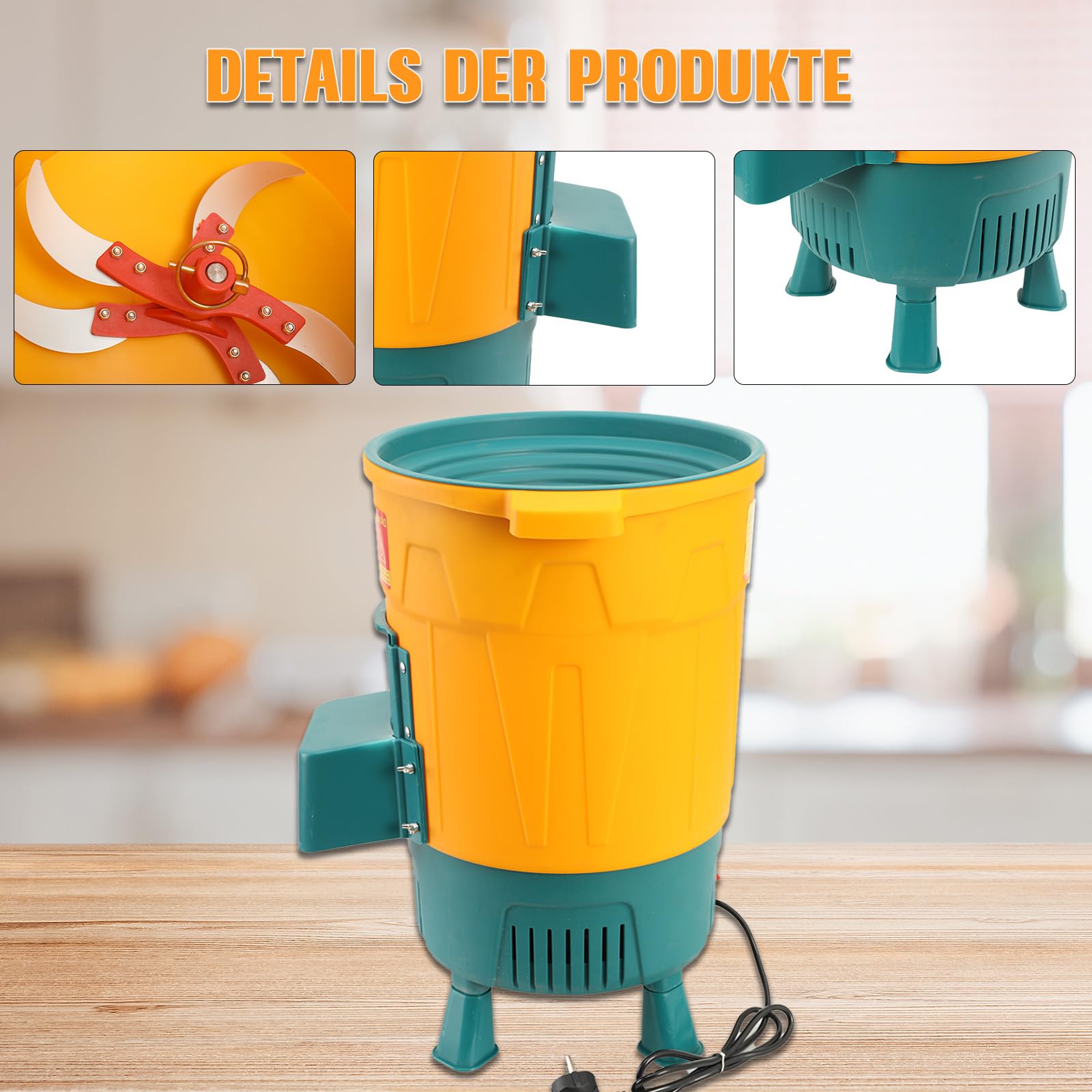 550W Elektrischer Gemüseschneider Futterhäcksler Futterverarbeitungsmaschine, Grünfutter, Grashalme, Gemüse, Melonen und Obst Häcksler