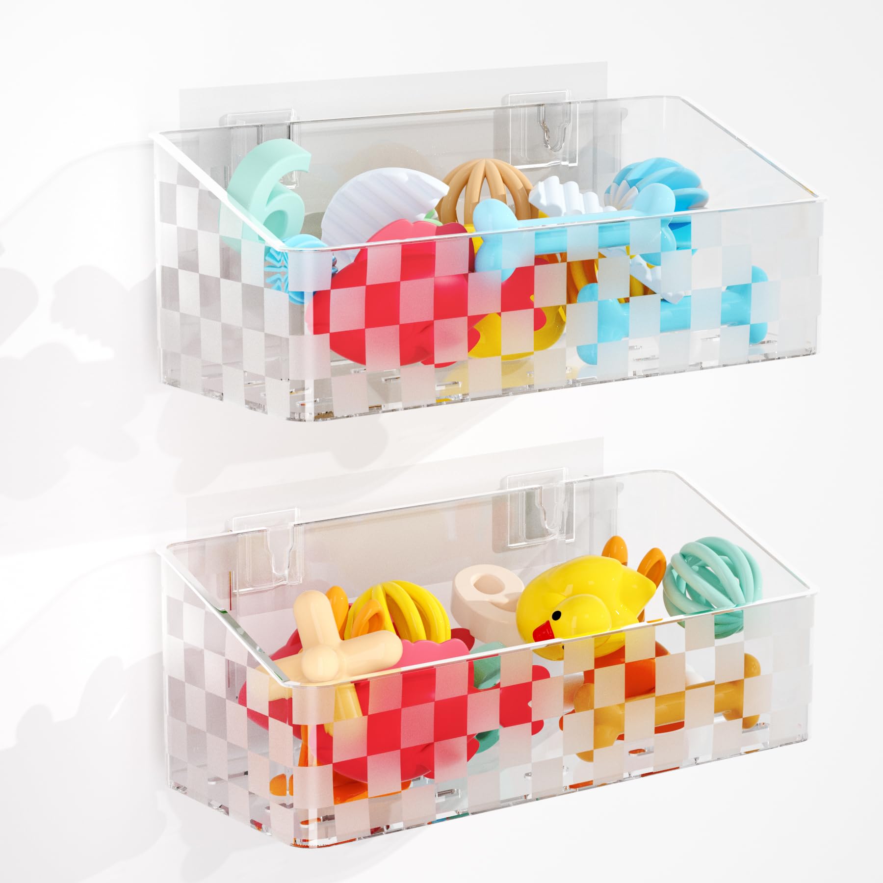 Bath Toy Storage Holder Bathtub Toy Storage Quick-Dry Clear Bath Toy Holder for Tub Bath Toy Organizer Large