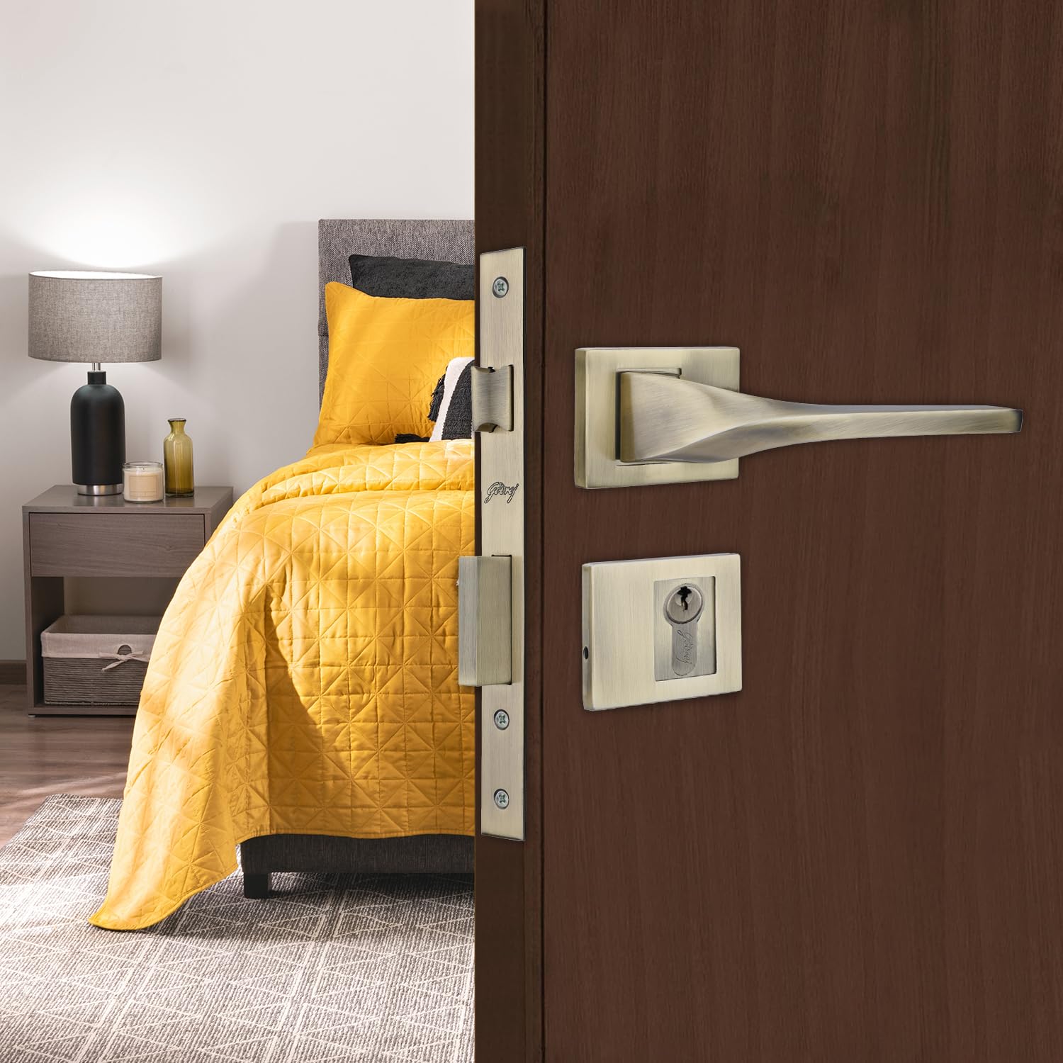 Godrej Locking Solutions and Systems Mortise Lock|Handle Lock Set|Twist Rossette Home Décor Handle|Antique Brass Finish|240 Mm Lockbody|Eco Pin Cylinder 70 Mm Knob From Inside&With 3 Keys (B0CPPSJ17P) Amazon Price History, Amazon Price Tracker