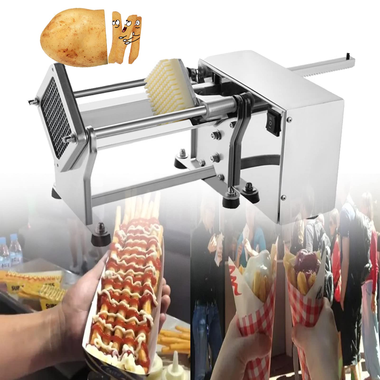 asdchZen Electric French Fry Cutter, French Fry Potato Cutter Machine Electric Cutting With 3 Sizes Of Replaceable Blades For Commercial Industrial Kitchen Restaurant Use