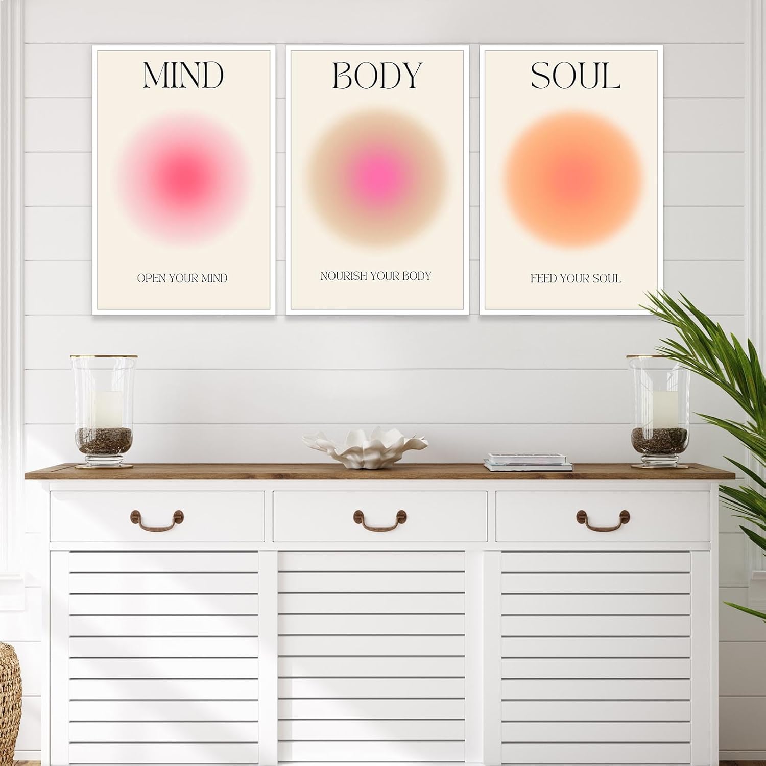 Mind Body Soul Gradient Canvas Motivational Quote Posters Set
