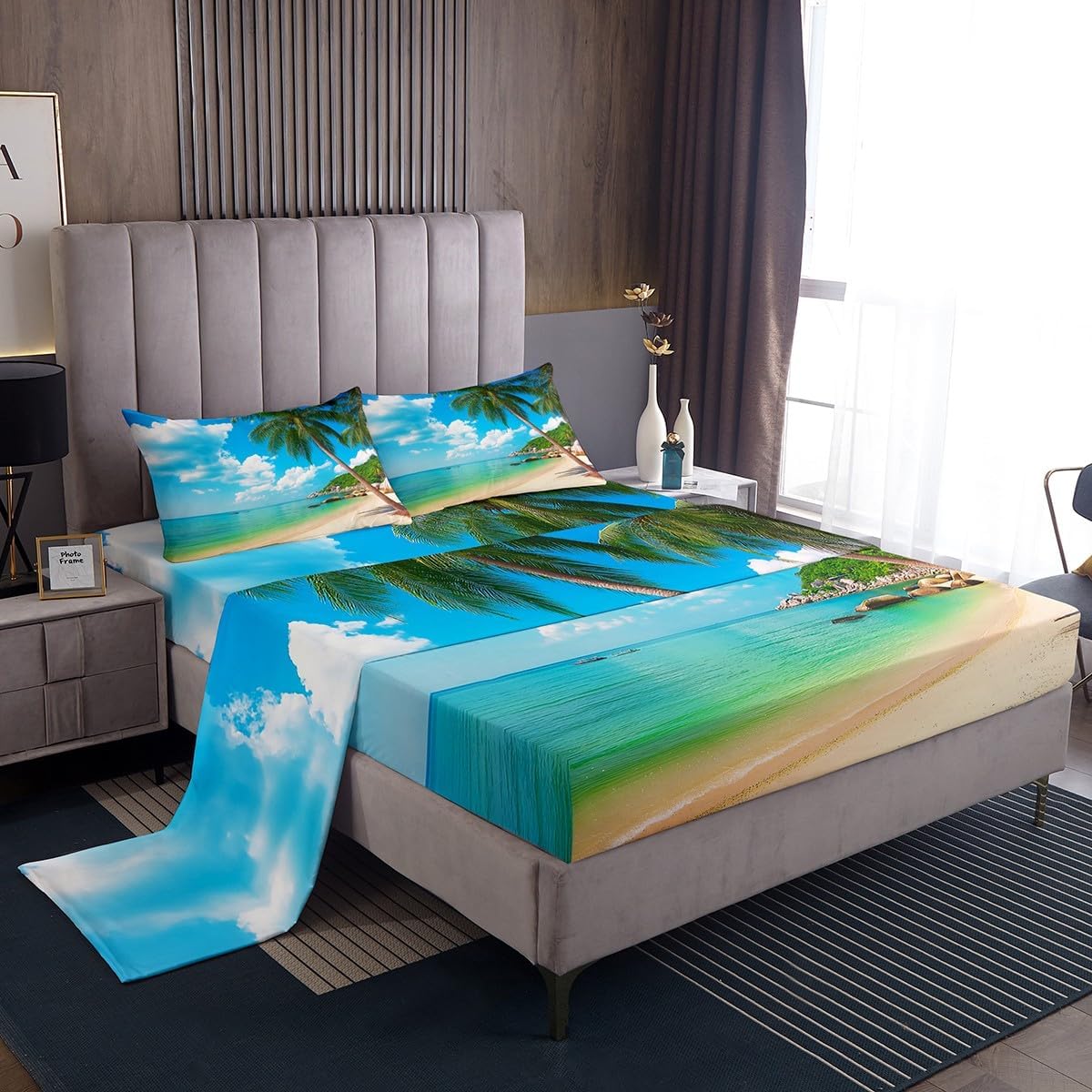 Erosebridal Rose Sheet Set Red Rose Bed Sheets Romantic Theme Flat Sheets Valentine's Day Print Top Sheet 1 Fitted Sheet with 2 Pillow Cases Full Size Red Luxury Microfiber