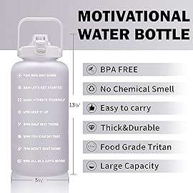 ST-YIBEN 128oz Large Motivational Water Bottle with Time Marker,Leakproof & BPA Free 1/One Gallon Big White Water Bottle with Straw & Handle Tritan Water Jug for Women Men to Fitness,Gym,Sports