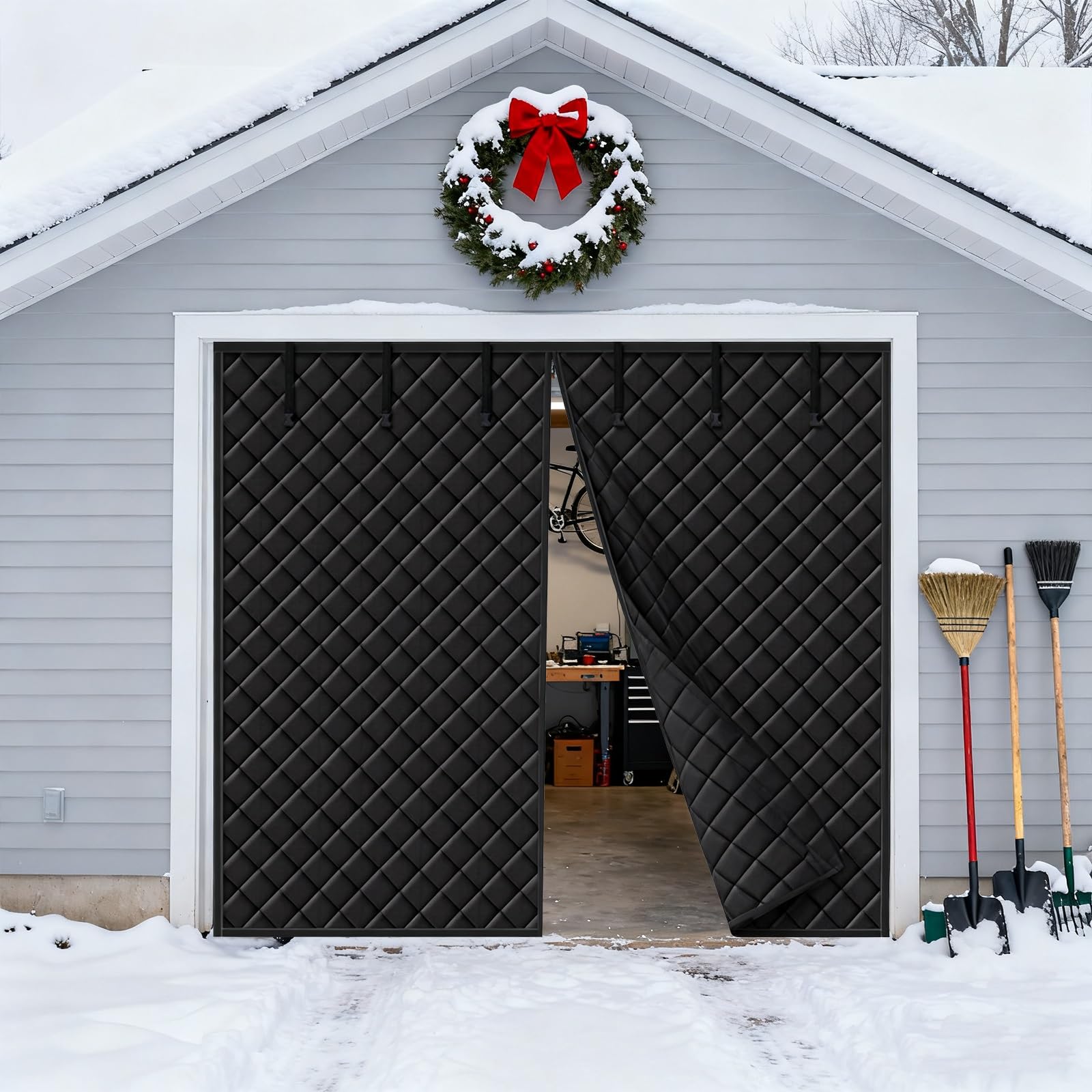 Rideau Thermique Anti Froid Garage, Isolant Porte De Garage, Rideau Thermique Isolant Anti Froid Et Chaleur, Rideaus Pour Porte De Garages, Noir 427x244cm(Gris,305x274 cm)