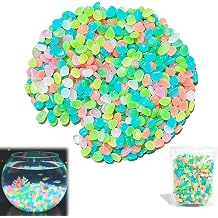 600PCS Colorful Glow-in-the-Dark Garden Stones, Night Guide Luminous Pebbles, Rainbow Glow Stepping Rocks, Outdoor Landscaping Glowing Stones, Fish Tank Aquarium Decorations Multi-Colored