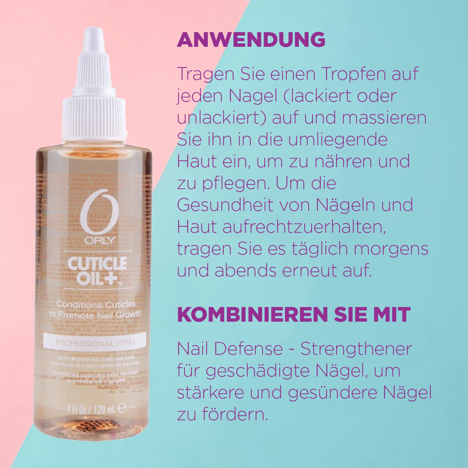 ORLY Cuticle Oil+ Cura cuticole, 118 ml, cura intensiva per unghie e cuticole, con estratto di fiori d'arancio e ciliegia, idrata, favorisce la crescita sana delle unghie