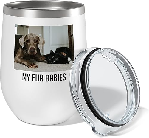 Miniatura 3 de Vaso de vino personalizado para el Día de la Madre de 12 onzas impresas, con aislamiento de acero inoxidable recubierto de polvo, sin tallo con