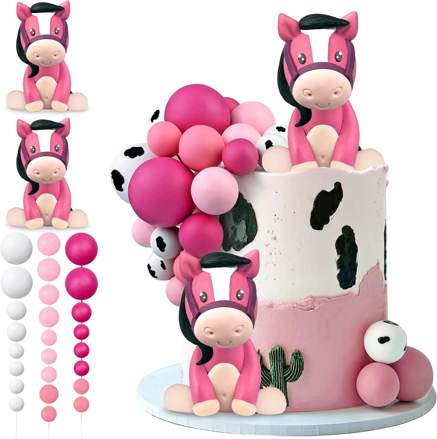 27 PCS Horse Cake Toppers Ball Cake Picks Horse Baby Shower