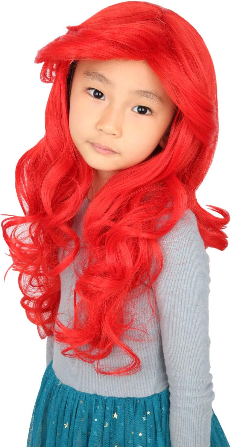Topcosplay Kid Wig Girls Child Wig Halloween Costume Princess Cosplay Wigs Red Long Curly