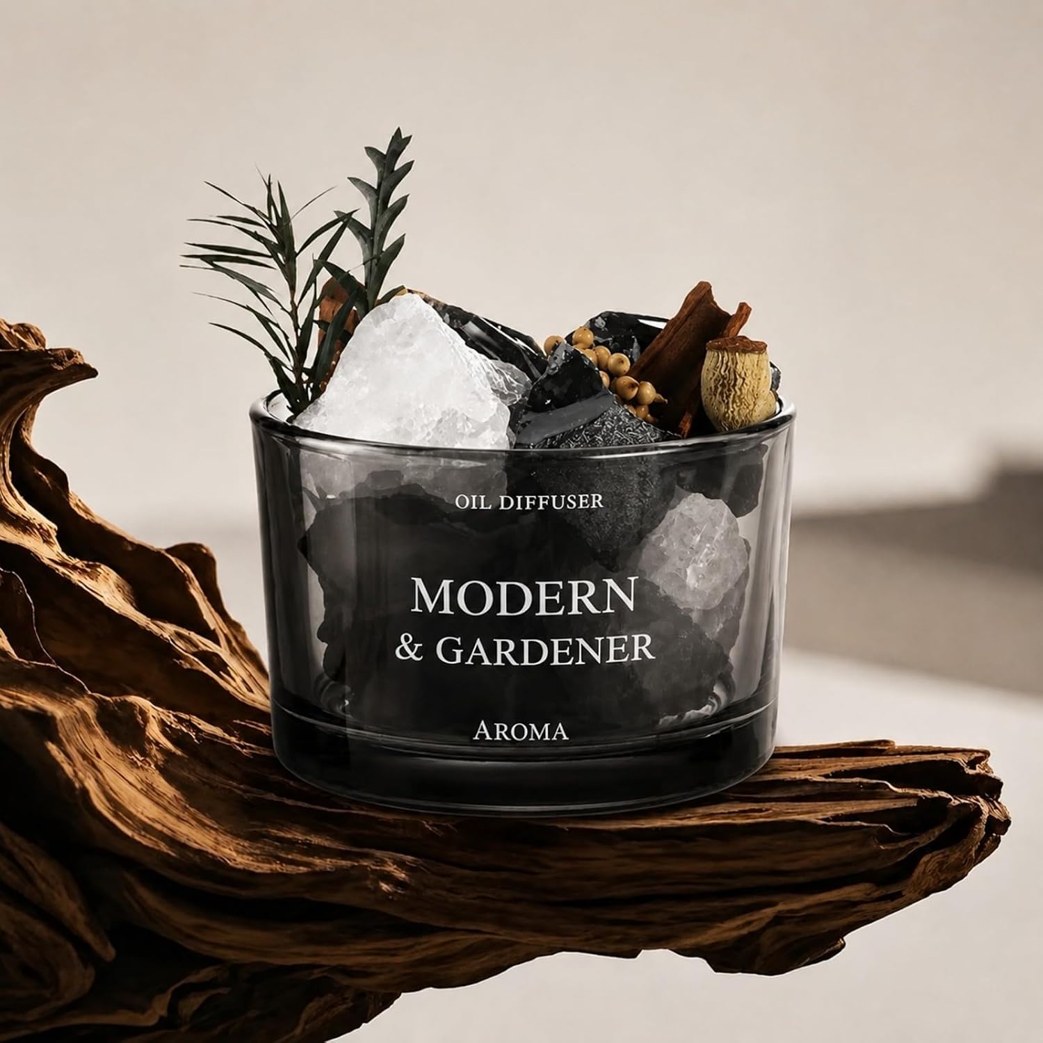 Modern Crystal Stone Aroma Essential Oil Diffuser with Natural Botanicals image 4