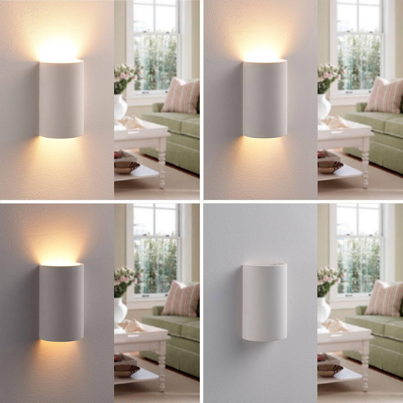 Applique Da Parete Lindby Mavora In Gesso Bianco | Dimmerabile | Luce Verso Alto E Basso | Perfetta Per Soggiorno E Sala Da Pranzo