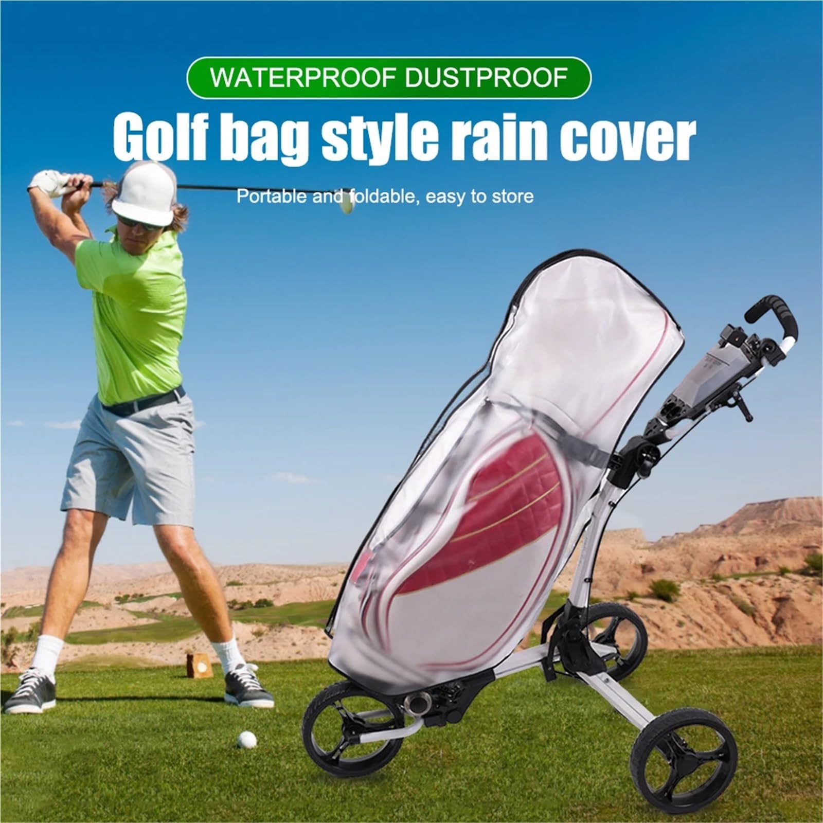 Funda para Bolsa De Golf Bolsa de Golf for Lluvia, Cubierta Impermeable con Cremallera, Gran Capacidad, Polvo, Suministros for cancha Club al Aire Libre, 2 uds