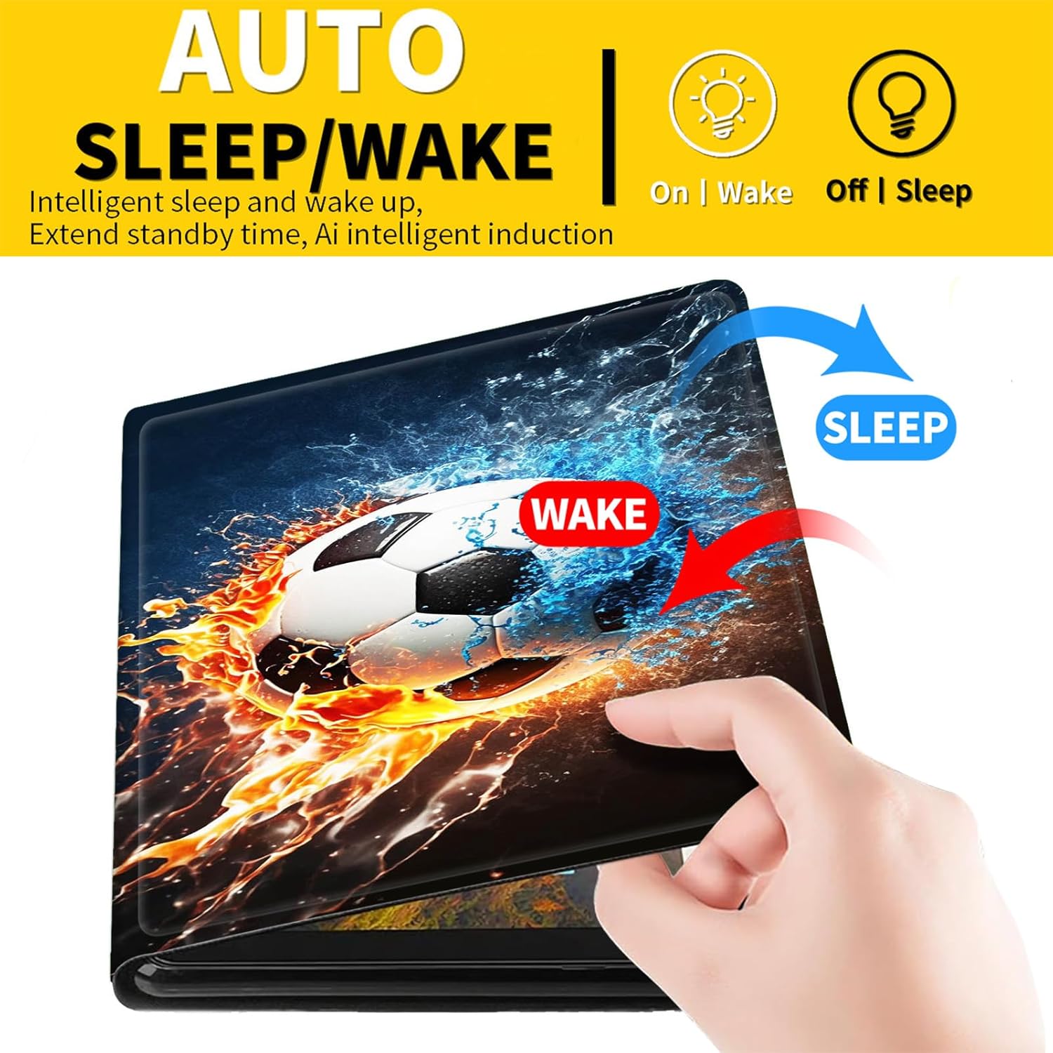 Case for iPad 10.2 Inch (9th/8th/7th Gen, 2021/2020/2019), Slim PU Leather Folio Smart Cover with Auto Sleep/Wake, Soft TPU Drop Protection & Multi-Angle Stand, Soccer Ball