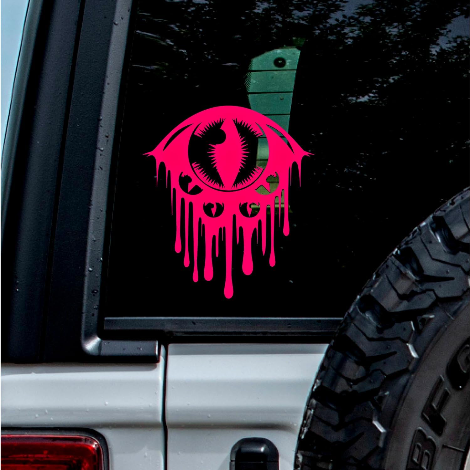- (2 Pcs, 8'' x 8.9'', PINK) – No Background – Durable and Waterproof of Glowing Eyes In The Dark Sticker Decal for Laptops, Water Bottles, Cars, Trucks, Wall Ideal Gift