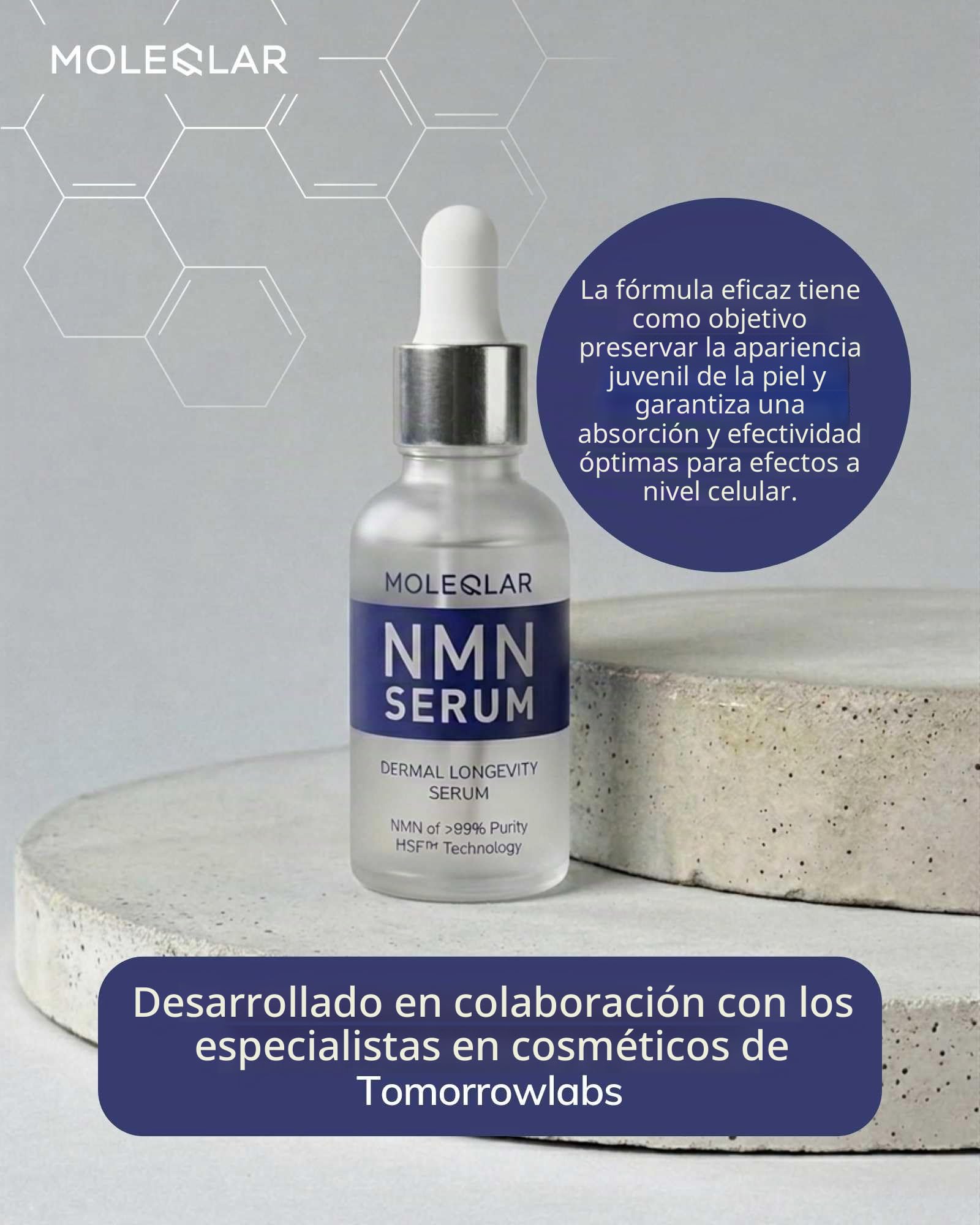 MoleQlar Nmn Serum Facial 30 ml, Tecnologia Hsf Patentada, Uthever Nmn