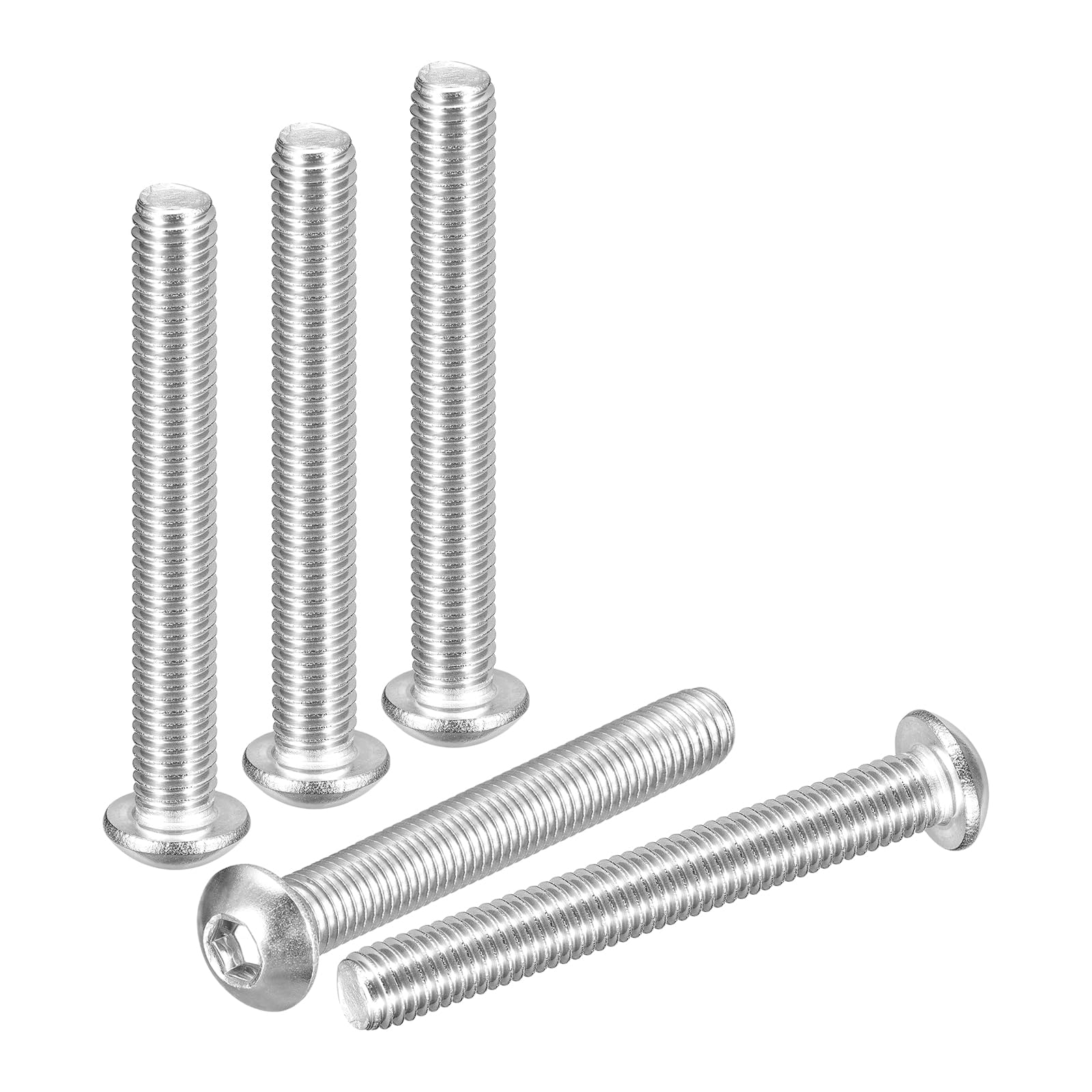 DTGN M8-1.25x60mm Button Head Socket Cap Screws - 8Pack - Good for Road Bicycle, Mountain Bike, Auto, Motorcycle - 304 Stainless Steel Whitewashed - Hex Socket Drive Fasteners