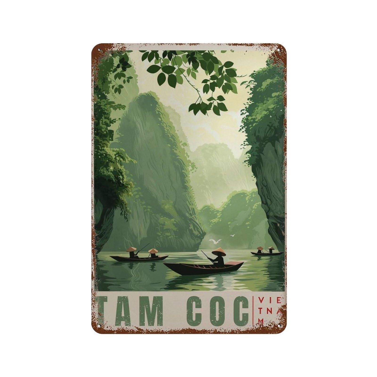 xiaoxiaoshen Tam Coc Vietnam Travel Ninh Binh Wall Decor Art Metal Tin Poster Modern Home Decor Art Home Bar Shop Decorations Vintage Sign 30x20cm