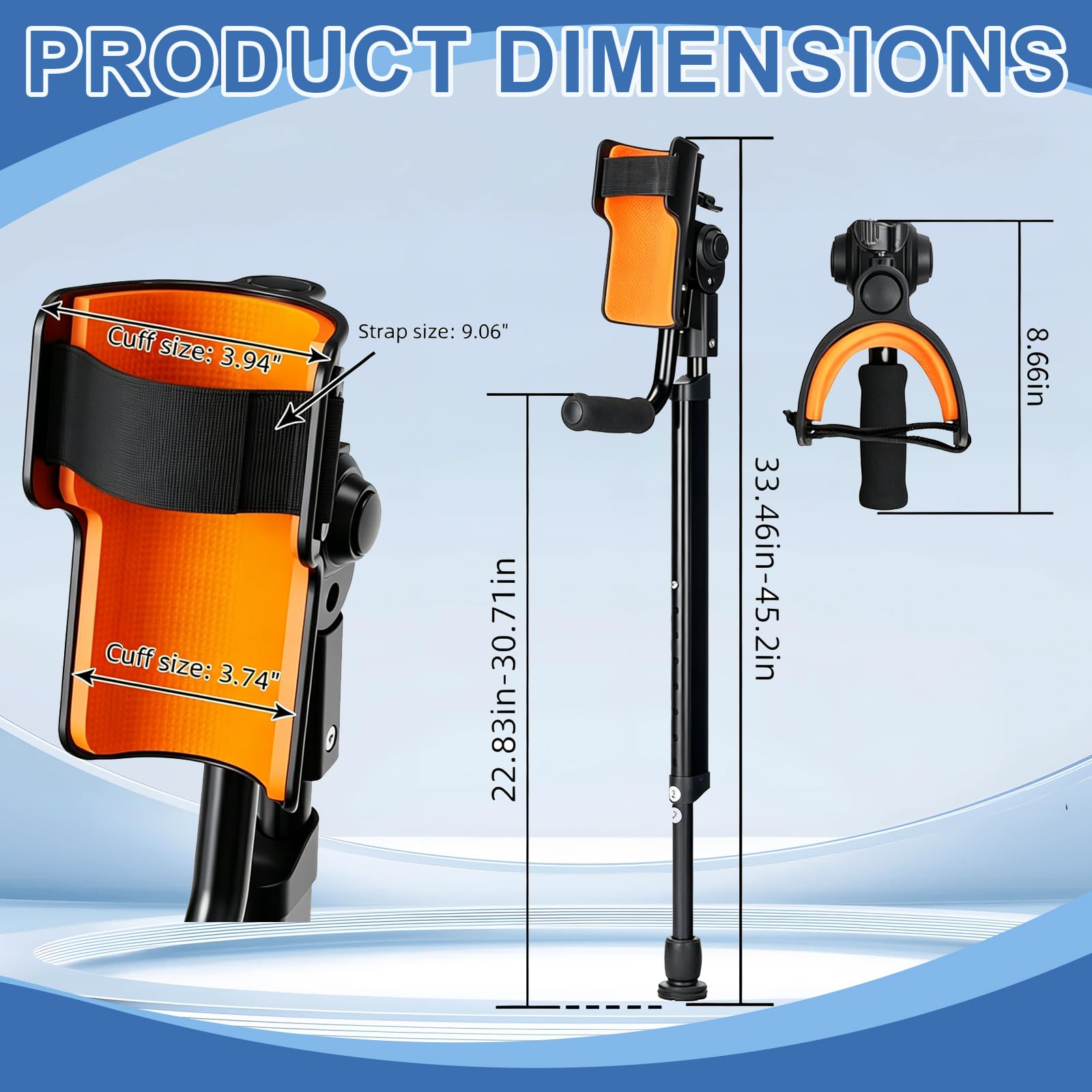 1 Paio Stampelle Pieghevoli, Stampelle Ortopediche Avambraccio Regolabili In Altezza 85-115cm Ergonomiche Con Supporto Gomito Alluminio Leggero Carico 100 Kg Per Stampella Viaggio