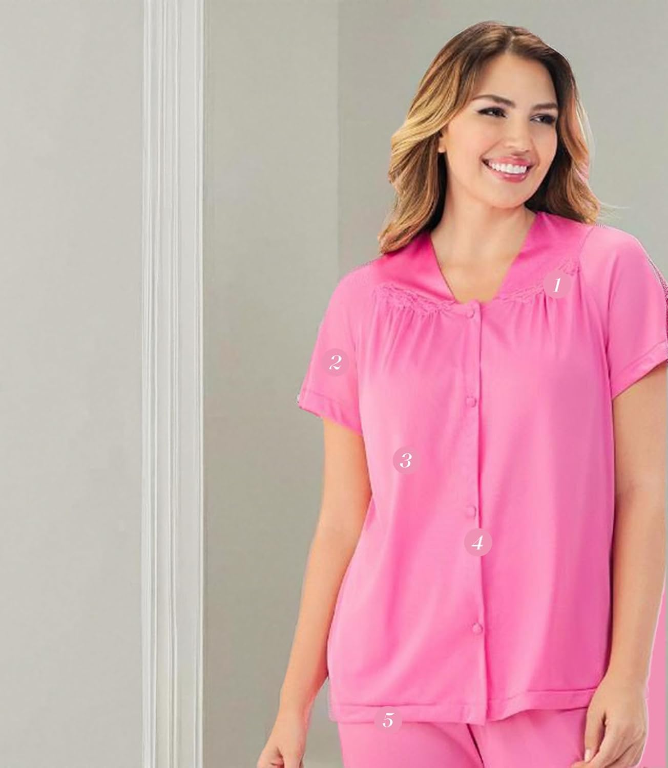 Exquisite Form 90107 Women's Nylon Tricot Short Sleeve Matching Pajama Set - Image 6