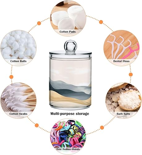 Vista 39 de Paquete de 2 recipientes de almacenamiento de mármol turquesa para baño, juego de tarros de boticario de plástico acrílico, organizador