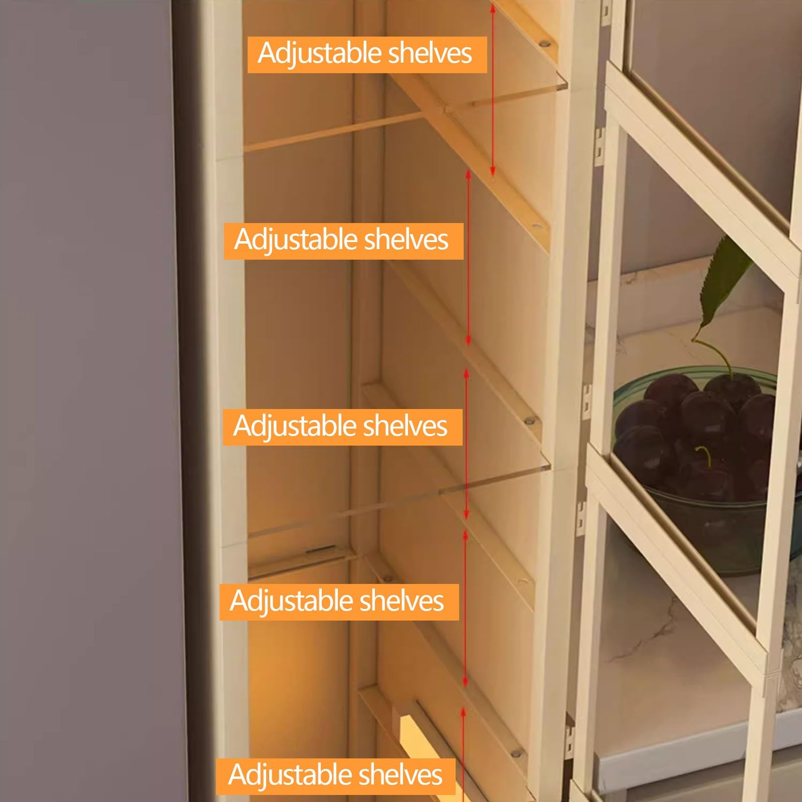 Credenza Alta Cucina Salvaspazio con Ripiani Regolabili Dispensa da Cucina Ultrasottile da 74 Pollici, a Cucina, Soggiorno e Sala da Pranzo, Bianco(30 * 40 * 197.5cm)