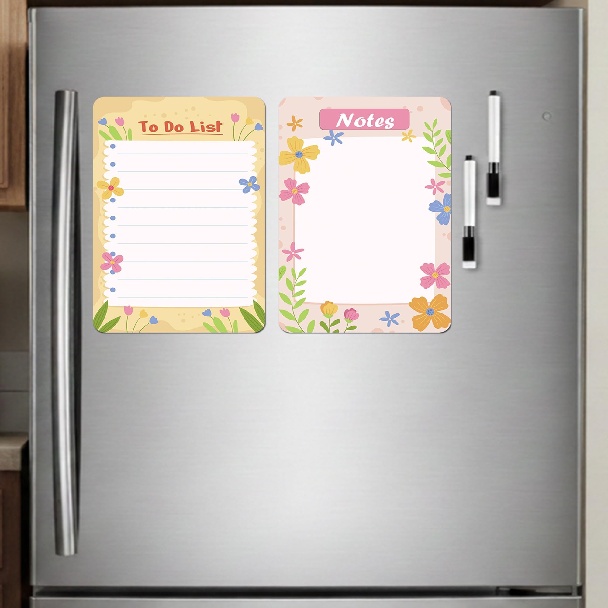 Magnetic To Do List & Planning Notes | 8.3 x 5.8 in (21 x 15 cm) | Reusable dry erase board | Ideal for grocery, meal & shopping lists | Includes 2 magnetic sheets & 2 magnetic markers-050