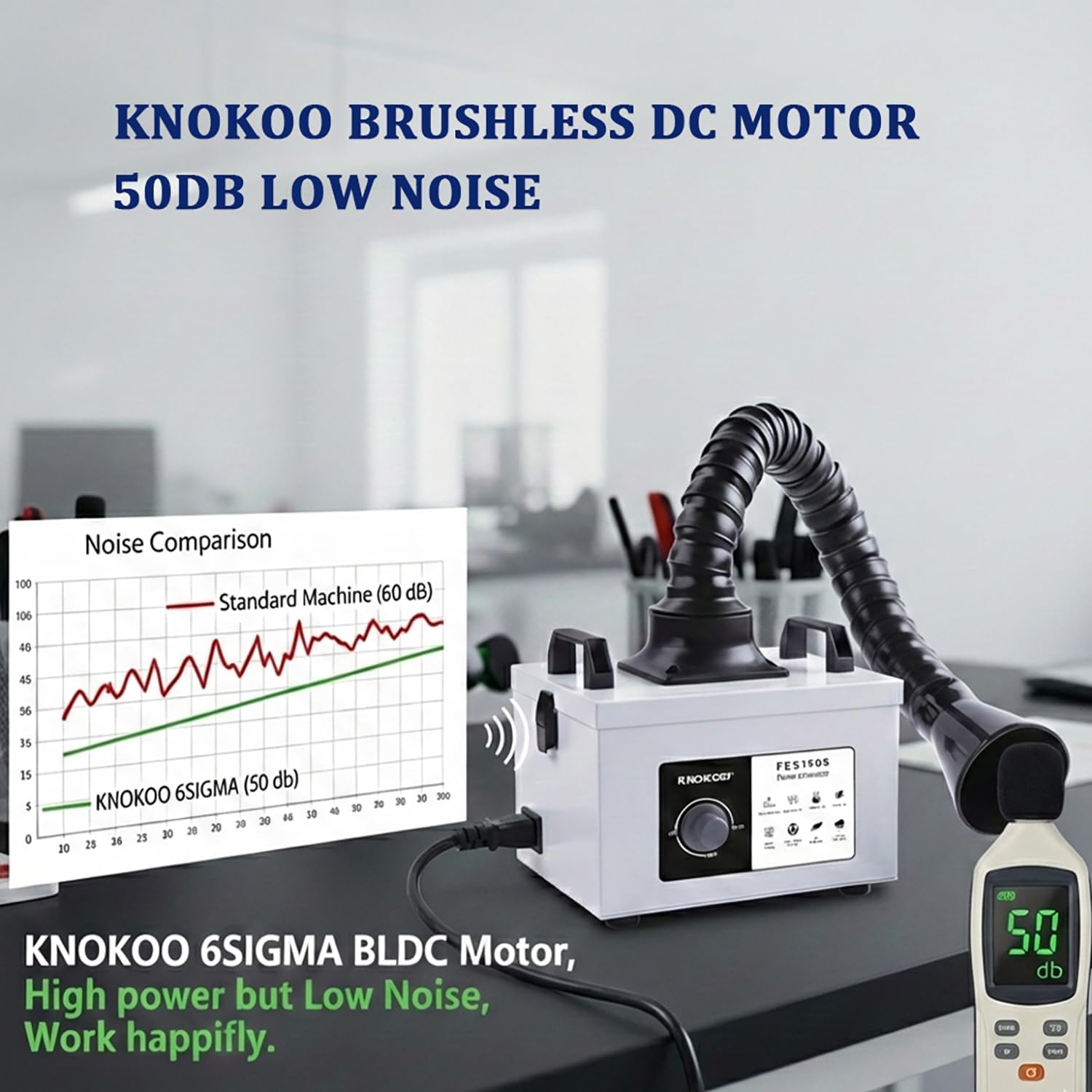 FES150S 100W Solder Fume Extractor, 200m³/h (117 CFM) Powerful Suction Smoke Absorber with H13 HEPA & 3-Stage Filtration, Brushless Motor Air Purifier for Soldering, Laser Engraving(110V)