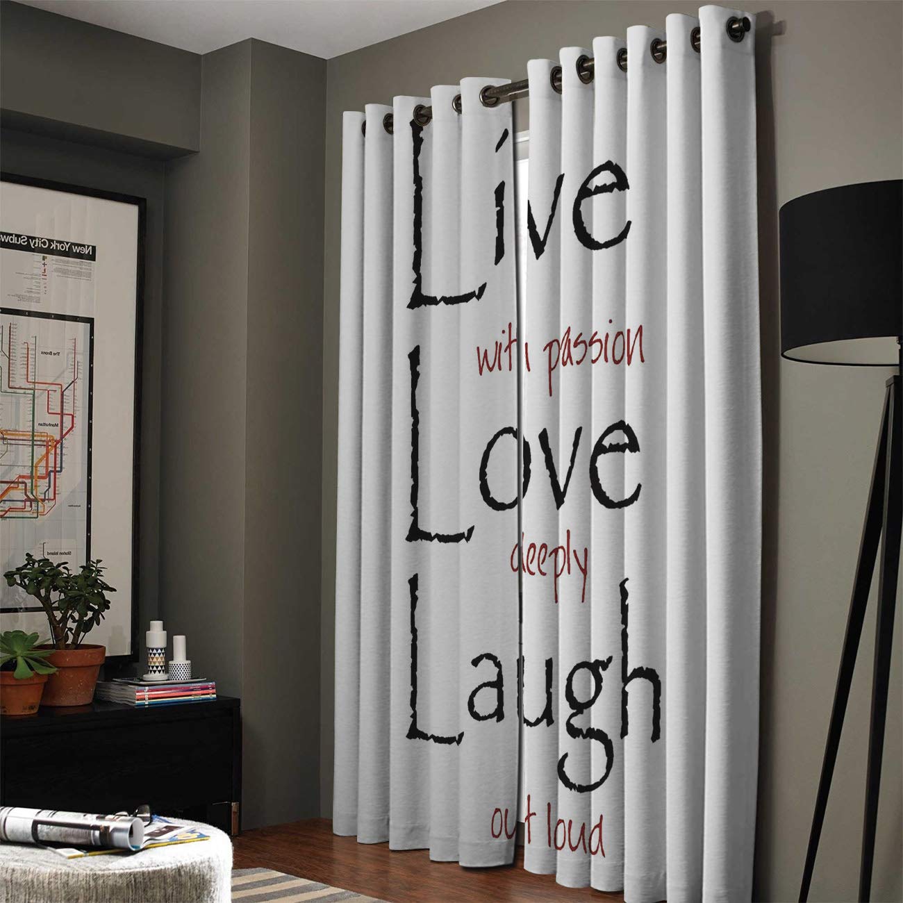 OUR WINGS 2 Panels Blackout Window Curtain Bedroom Window Treatment for Living Room Printed Design Top Drapes,Live with Passion Love Deeply Laugh Out Loud,52"x96"
