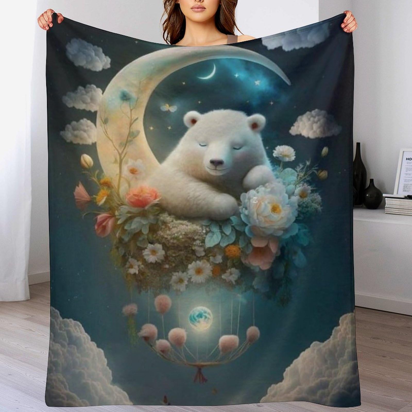 Manta suave de franela oso 140x180 cm cuatro estaciones niños
