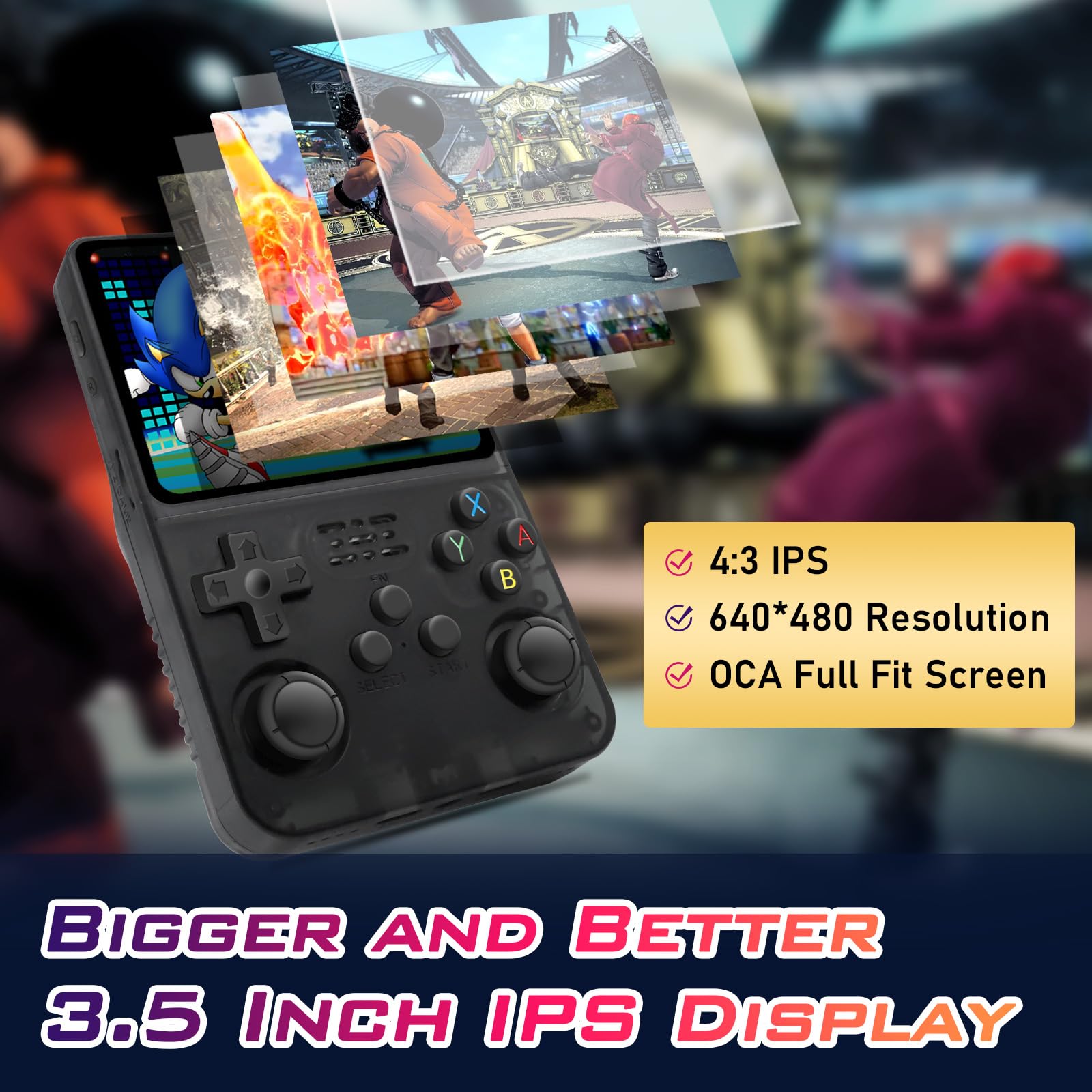 R36S – Consola Retro Portátil Con Pantalla IPS De 3.5", 128 GB Y Más De 21.000 Juegos, Sistema Linux, Carcasa Negra Translúcida