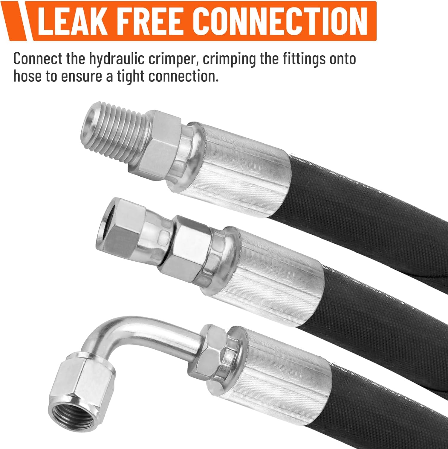 33FT 1/4" Hydraulic Hose with 16PCS Hydraulic Hose Fittings (JIC Female & NPTF Male & JIC Female 90° Elbow), 10150 PSI Working Pressure, SAE 100 R2AT 2-Wire Braided Hydraulic Tube