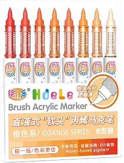 Guangna Orange Acrylic Paint Markers, Brush Tip Acrylic Paint Pens for Pumpkin Paint, Christmas Art, Rock Painting, Wood, Glass, Ceramic, Canvas, Stone, DIY Crafts
