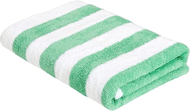 Amazon Basics Beach Towel - Cabana Stripe, Seafoam Green, Pack of 1
