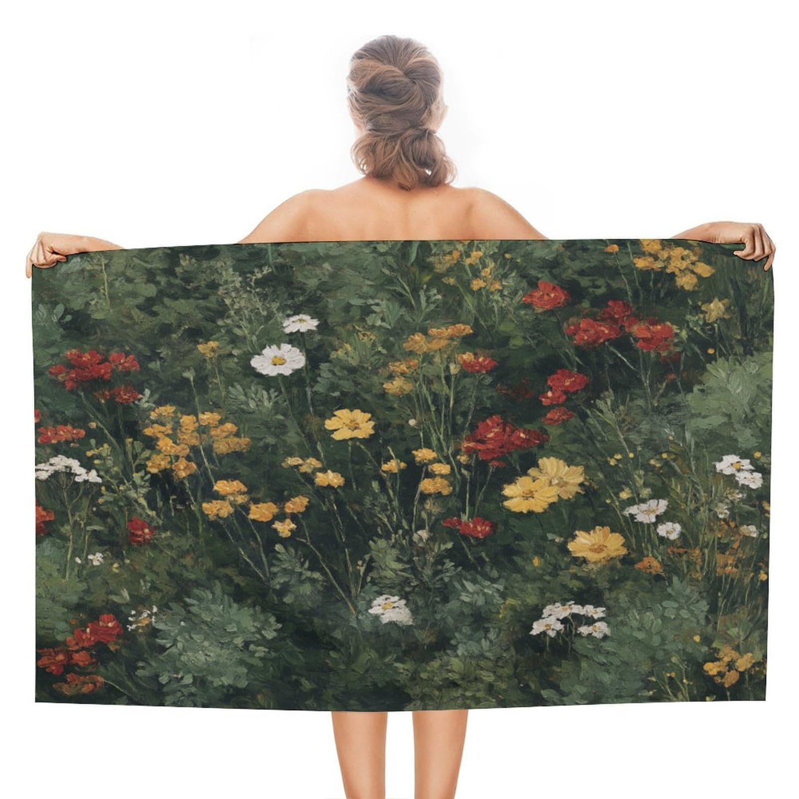LSRCPD Reds And Yellows Wildflowers in Full Bloom Beach Towel Sand Free Microfiber Large Shower Towels Multipurpose Absorbent for Bathroom Pool 130x80 CM