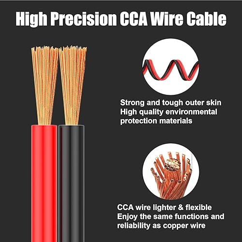 Miniatura 4 de Cable eléctrico de calibre 12 de 100 pies, cable 12 AWG, 2 pines, cable rojo y negro, cable de extensión de tiras de 12 V, cable flexible de PVC,