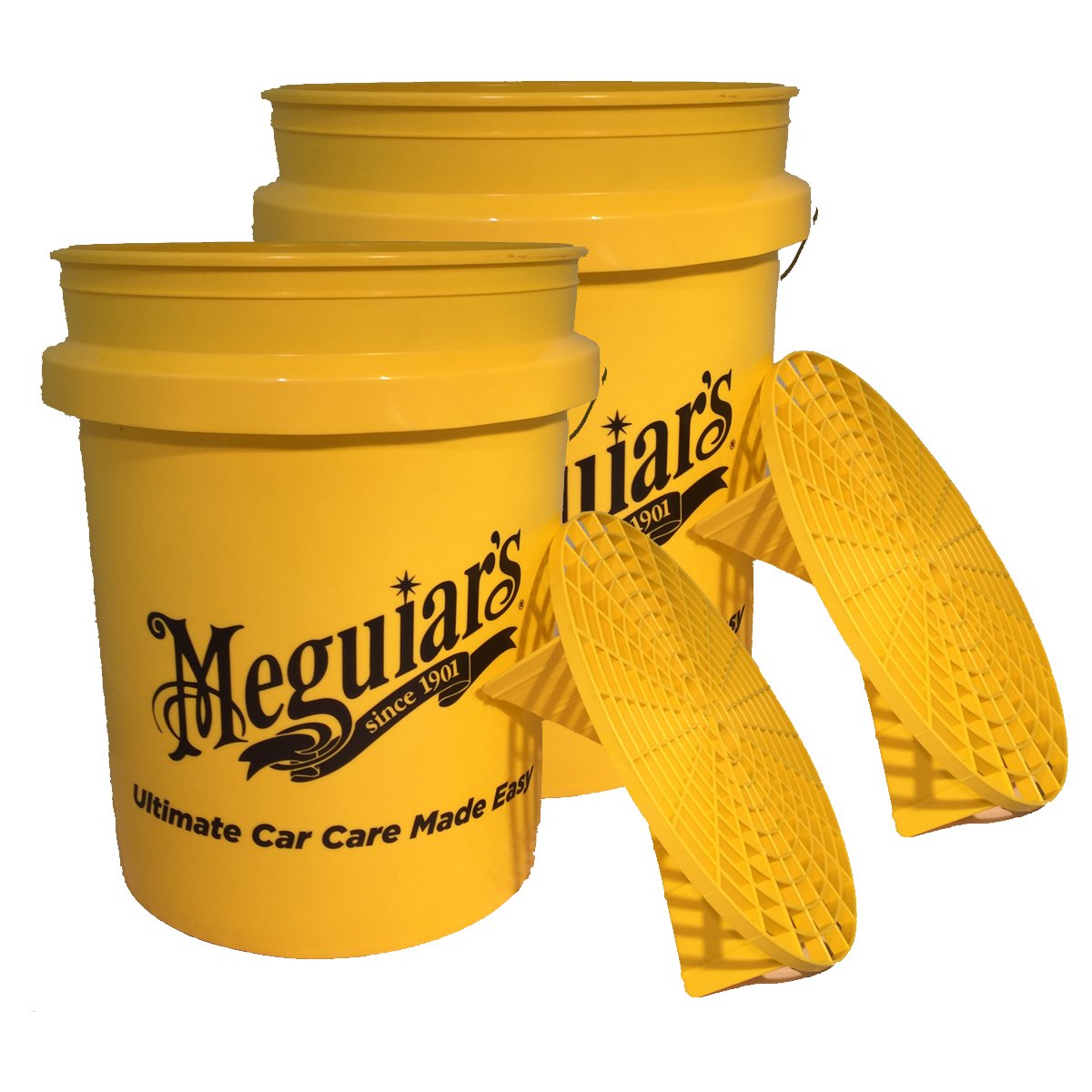 Juego de 2 cubos Meguiars Grit Guard 650120 con rejilla para limpieza de vehículo con protección contra gravilla y arena.