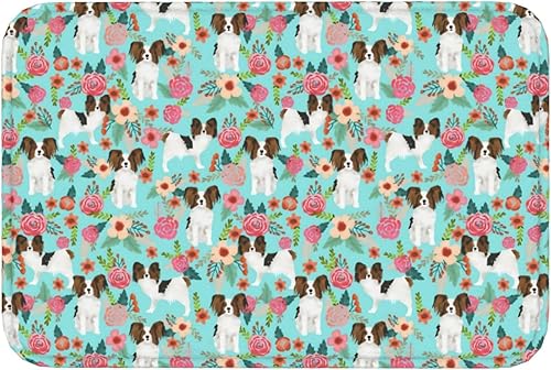 Miniatura 8 de Tapete de baño con estampado floral de rosas y rosas para los amantes de los perros, de papillon, para decoración del hogar, cocina, interior y