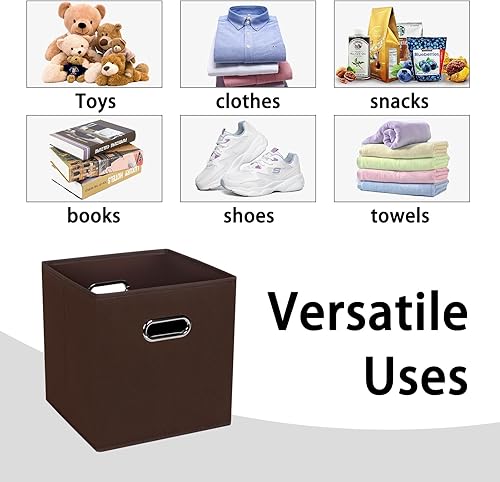 Vista 121 de Cubos de almacenamiento plegables negros, caja de almacenamiento de tela, cestas organizadoras con asas dobles para organizador del hogar