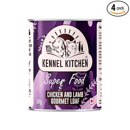 Kennel Kitchen Super Food for Dogs, Chicken and Lamb Gourmet Loaf, Wet Dog Food, 185g, (Pack of 4)