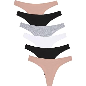 Channo Cotton Thong Set Women's Invisible Underwear Multicoloured Non-Marking Breathable Thong Pack of 6